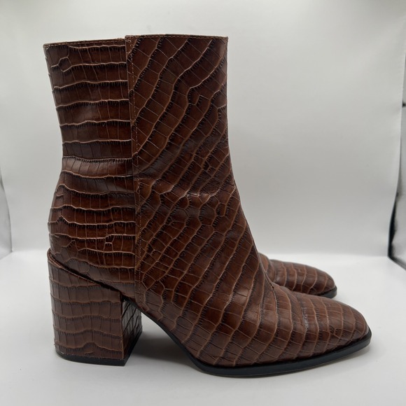 Vionic Women's Vienna Harper Croc Zipper Ankle Heeled Boot- Brown Sz 8 - Picture 6 of 12